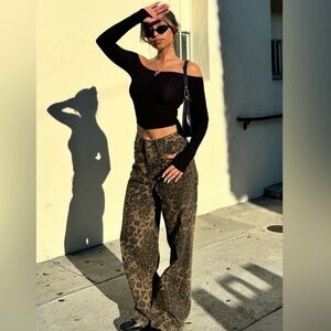 Aelfric Eden Leopard Print Wide-Leg Pants